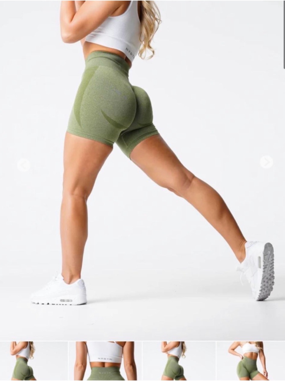 NVGTN Seamless Olive Green High-Waist Contour Shorts